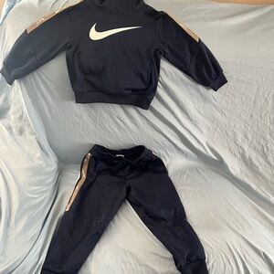 Nike Dri-Fit Kids Navy Blue and Tan Jogger Set